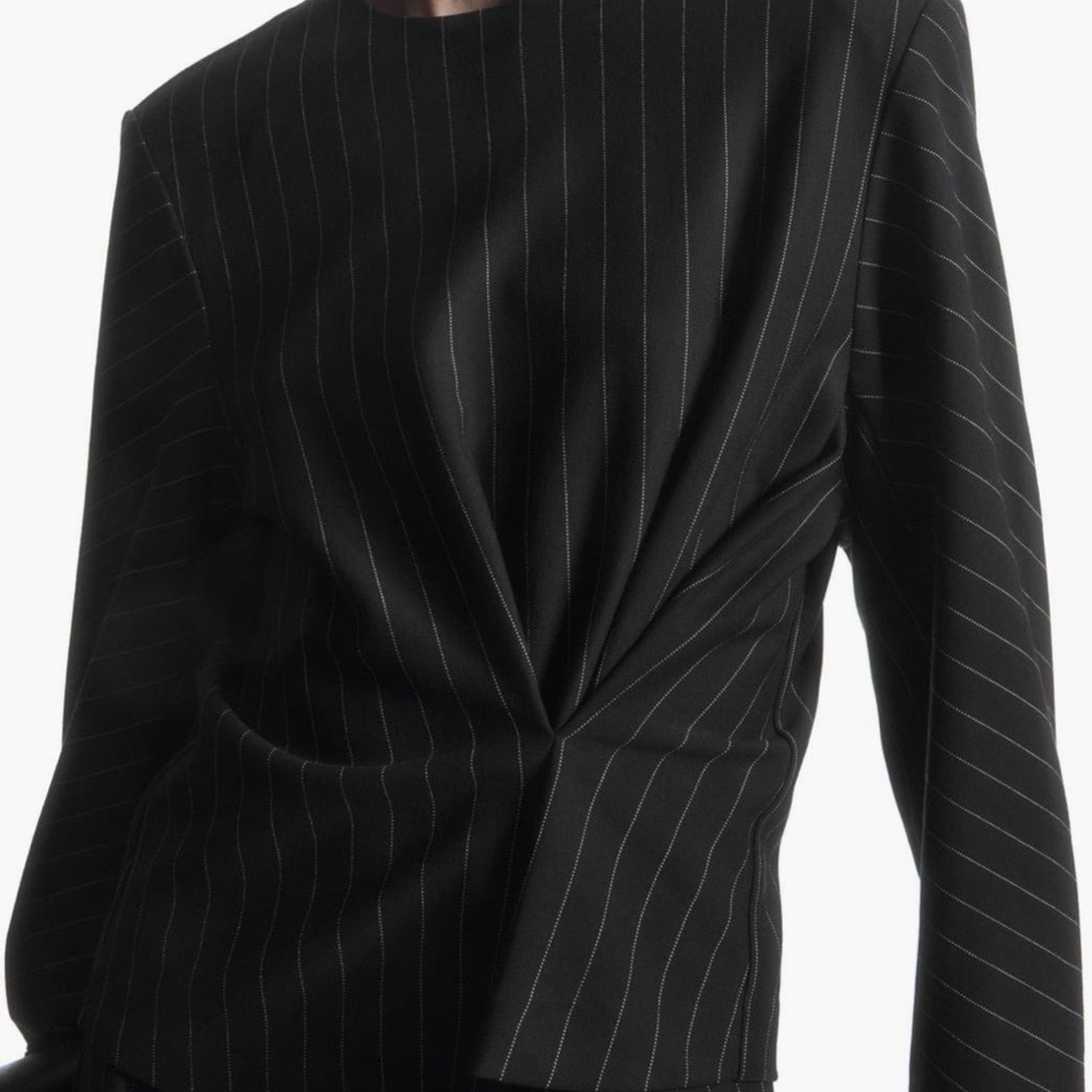 COS Black Pinstripe Asymmetric Top.  Size M (10-12 USA) - Picture 3 of 3